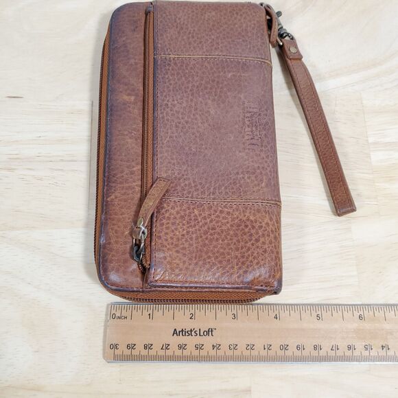 Duluth Trading Brown Leather Wristlet Clutch Women’s Zip Around Wallet Organizer - Picture 5 of 10
